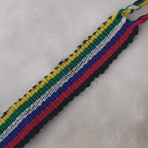 Hand Woven Braided Friendship Bracelet Black Red Blue White Green Yellow - Picture 6 of 12